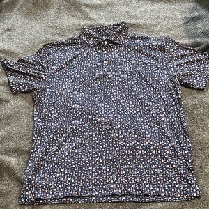 Rhoback Navy and White Patterned Polo